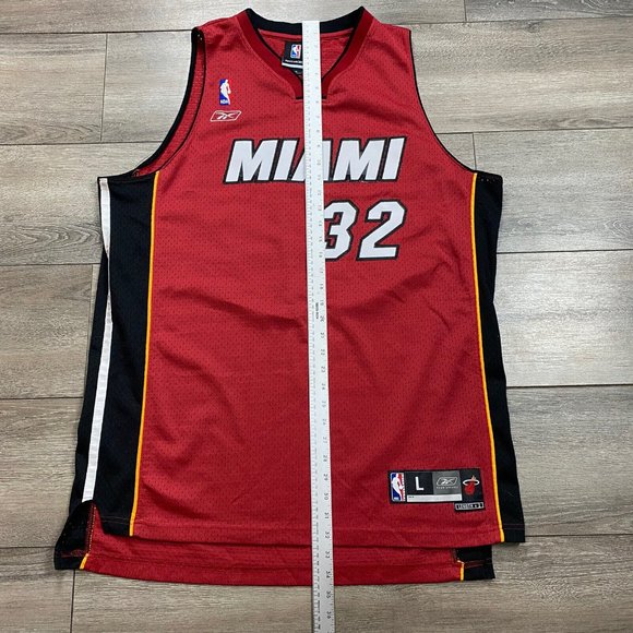 Miami Heat NBA Basketball Jersey Shaq O’Neal #32 Reebok L Reebok Red Black - Picture 6 of 6